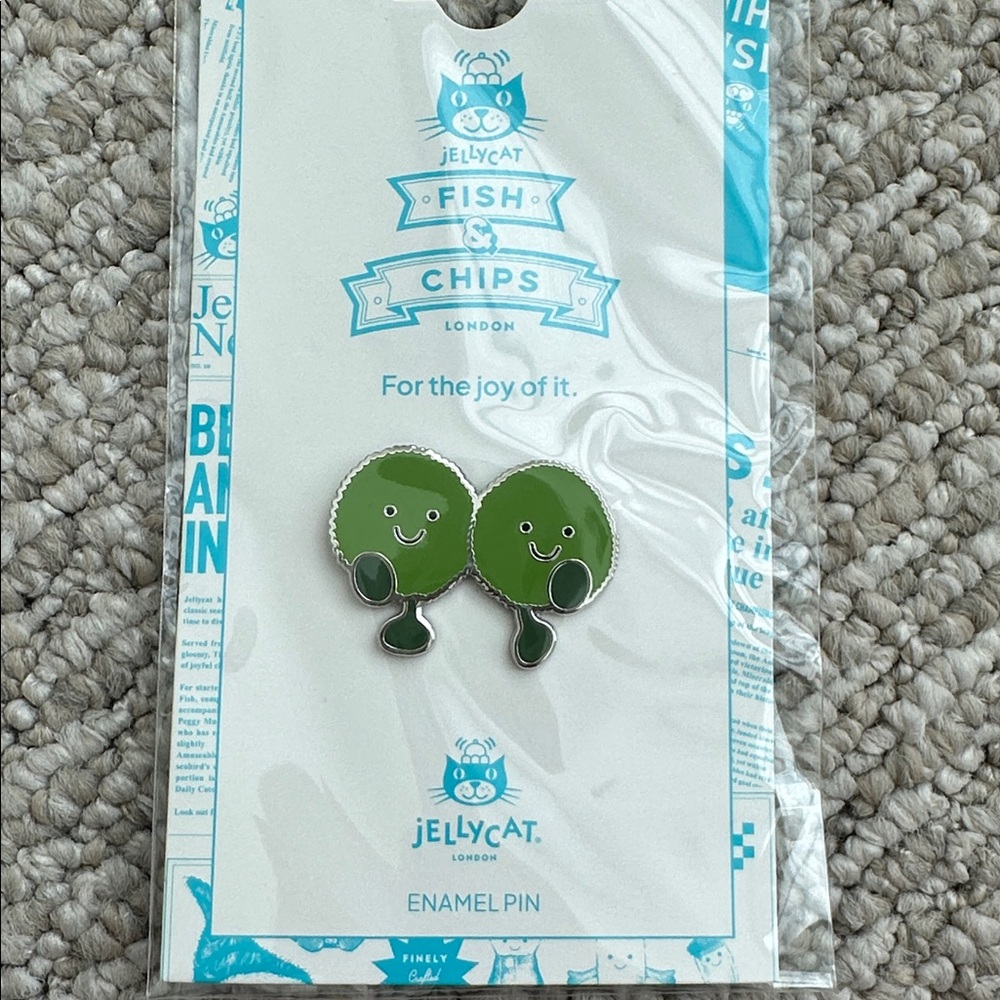 Jellycat Green Peas Enamel Pin for Kids
